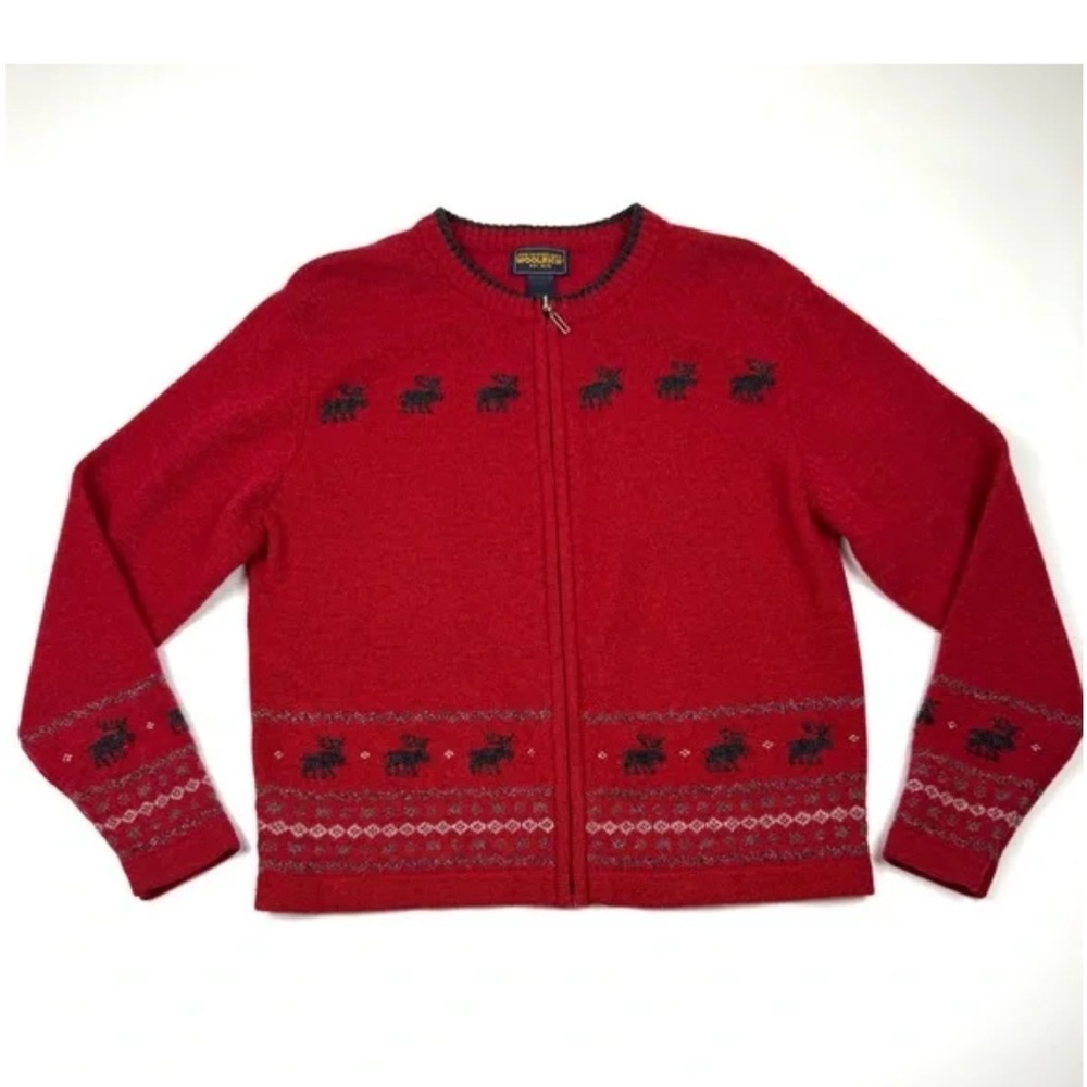 Woolrich Red Cardigan with Black Accents S